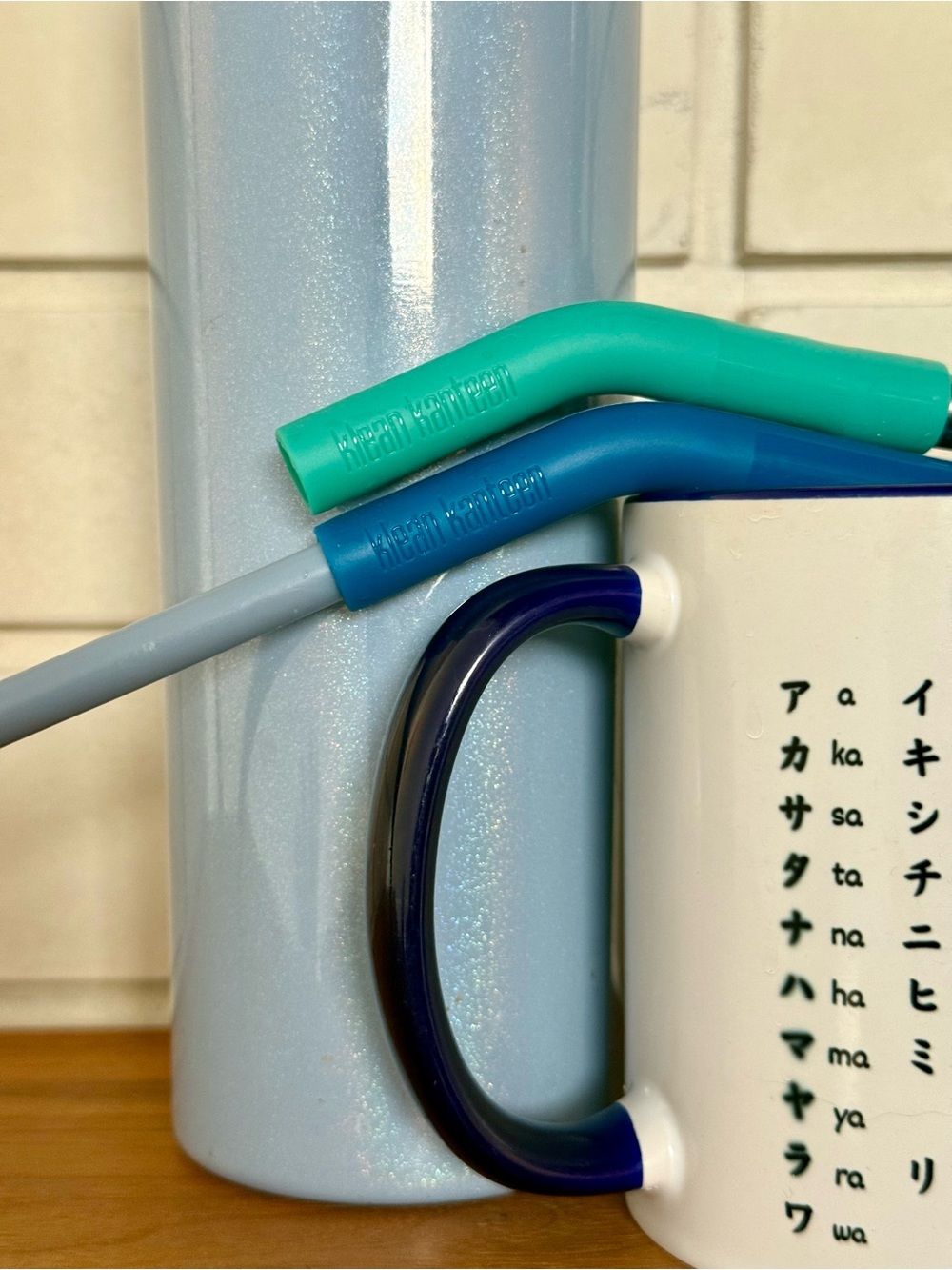 Klean Kanteen Straw Topper * Set of 2 * Teal Blue Silicone